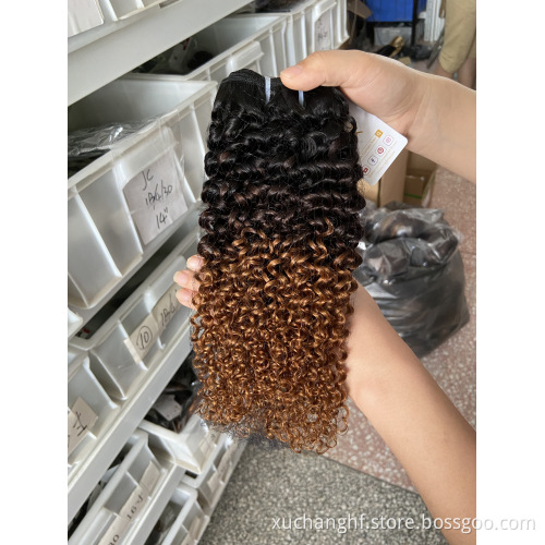 Ombre Cheap Raw Indian 100% Human Hair Kinky Curly Bundles With Closure Virgin Mink Brazilian Cuticle Aligned Hair Extensions